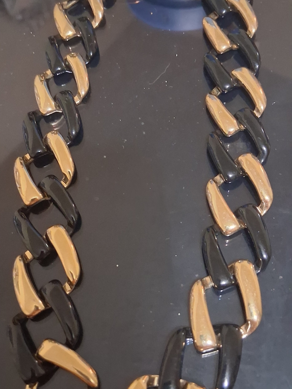 Two-Tone Black and Gold Link Necklace for Women